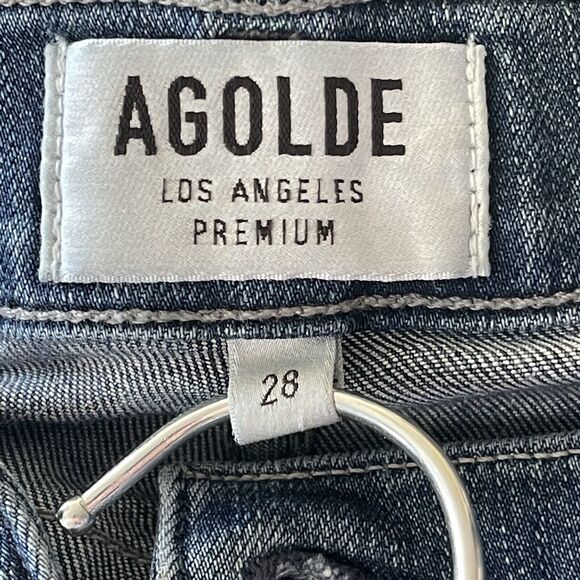 AGOLDE SZ 28 Sophie Skinny Jeans Distressed Mid-Rise Stretch 5-Pocket Whiskered - Picture 8 of 10